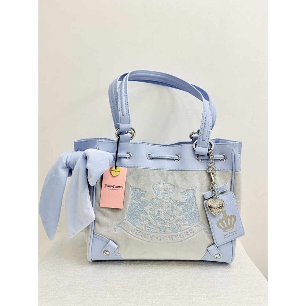 NWT Juicy Couture Classic Scottie Dogs Tote Daydreamer in Dove Grey
